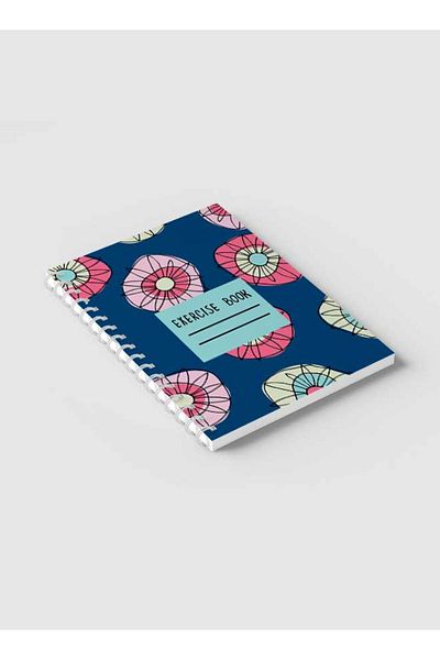 LOWHA Spiral Notebook with Front and Back Hard Covers Featuring Exercie Book Hippie Flowers Design