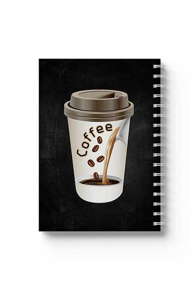 LOWHA Spiral Notebook with Front and Back Hard Covers Featuring Coffee Design