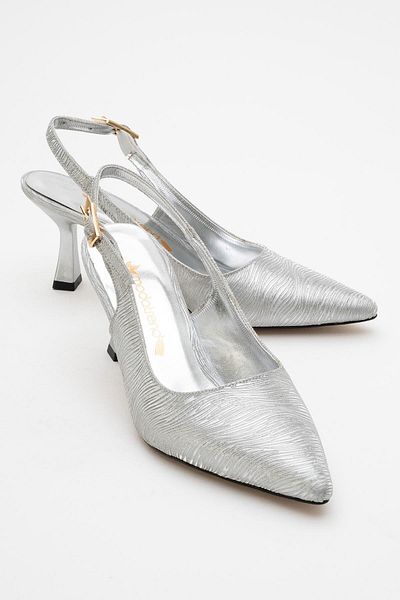 CCWAY AYAKKABI Women's High Heel Shoes Silver Wavy