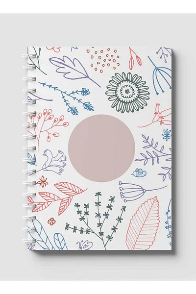 LOWHA Spiral Notebook with Front and Back Hard Covers Featuring Artisitc Doodle Flowers Design