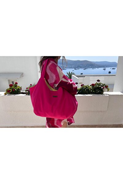 Handmade By MBK PAMUK GABARDİN FUŞYA KUMAŞ ÇANTA