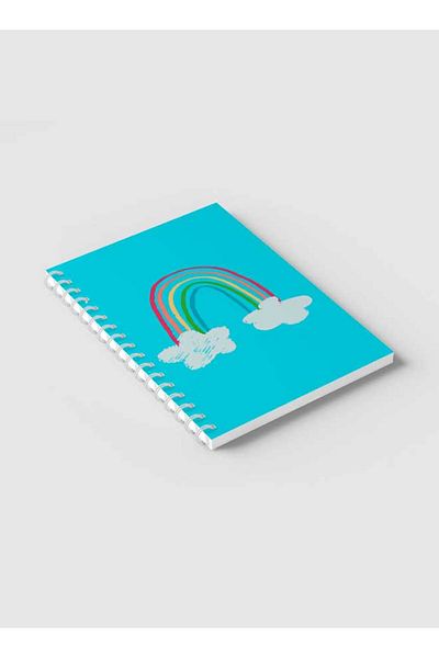 LOWHA Spiral Notebook with Front and Back Hard Covers Featuring Rainbow Drawing Design