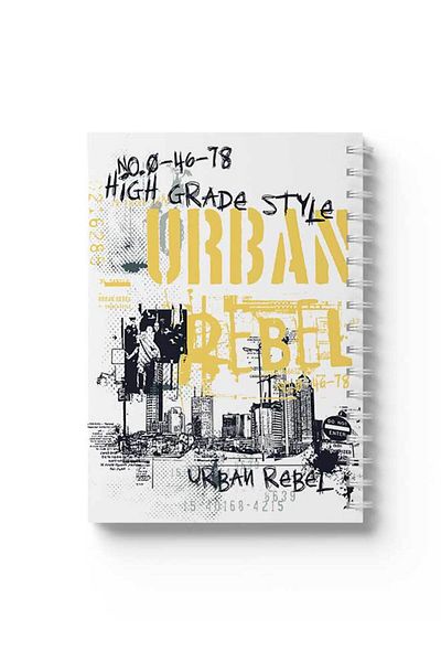 LOWHA Spiral Notebook with Front and Back Hard Covers Featuring Urban Rebel Design