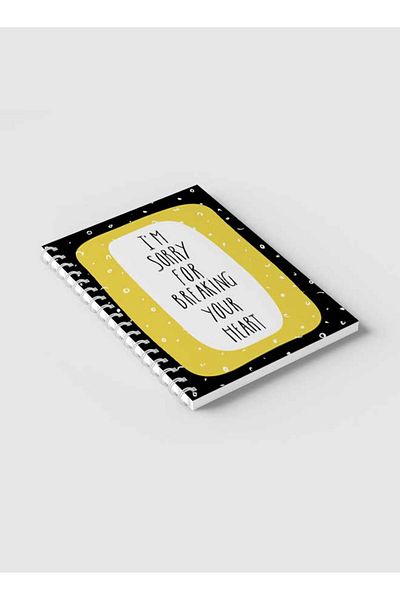 LOWHA Spiral Notebook with Front and Back Hard Covers Featuring Im Sorry Text & Doodle Design