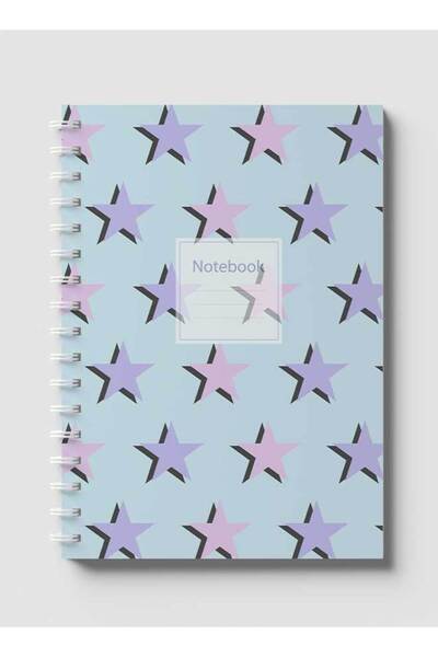 LOWHA دفتر ملاحظات حلزوني مع غلافين أمامي وخلفي صلبين يتميز بتصميم نجوم جمالي...