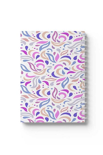 LOWHA Spiral Notebook with Front and Back Hard Covers Featuring Qolourful Shapes Design