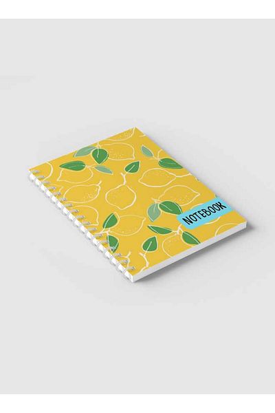 LOWHA دفتر ملاحظات حلزوني مع غلافين أمامي وخلفي صلبين بتصميم ليمون