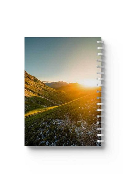 LOWHA Spiral Notebook with Front and Back Hard Covers Featuring Green Mountain Design