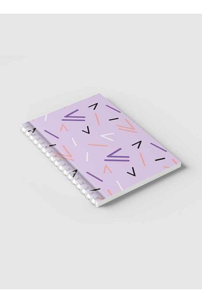 LOWHA Spiral Notebook with Front and Back Hard Covers Featuring Memphis Abstract Shapes Design