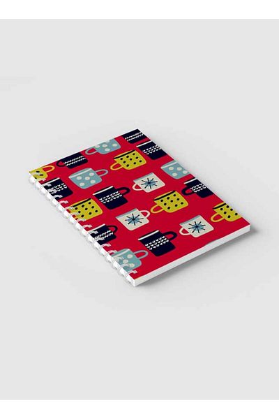 LOWHA Spiral Notebook with Front and Back Hard Covers Featuring Rustic Style Mug Design