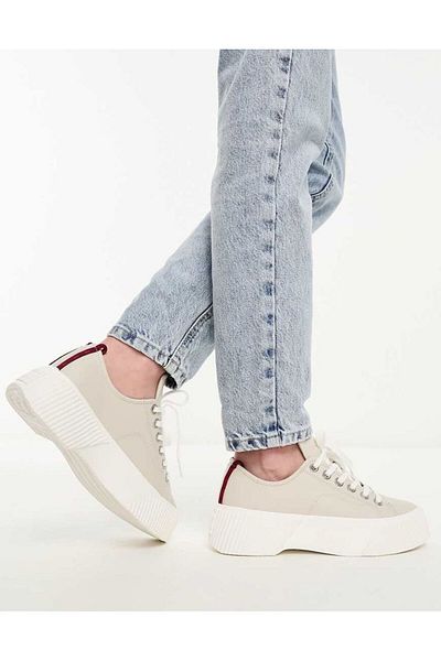 Tommy Jeans VULCANIZED PLATFORM SHOES IN NEUTRAL STONE COLOR