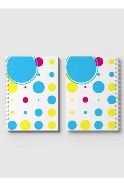 LOWHA دفتر ملاحظات حلزوني مع غلافين أمامي وخلفي صلبين بتصميم دوائر ملونة