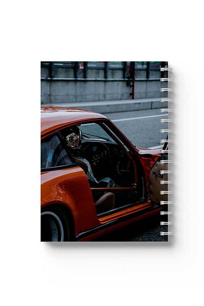 LOWHA Spiral Notebook with Front and Back Hard Covers Featuring Racing Car Design