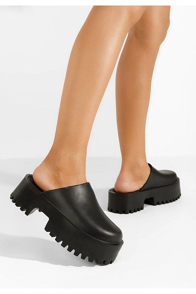 B T Shoes Ziora black women's platform clogs