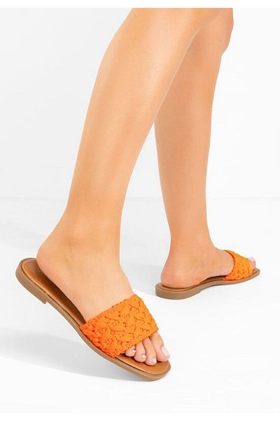 B T Shoes Eugenia orange flat slippers