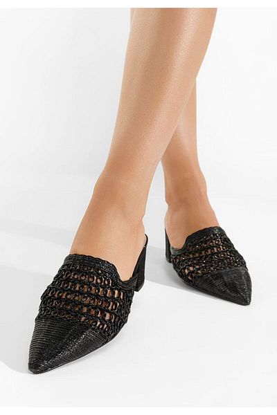 B T Shoes Divya black heeled slippers