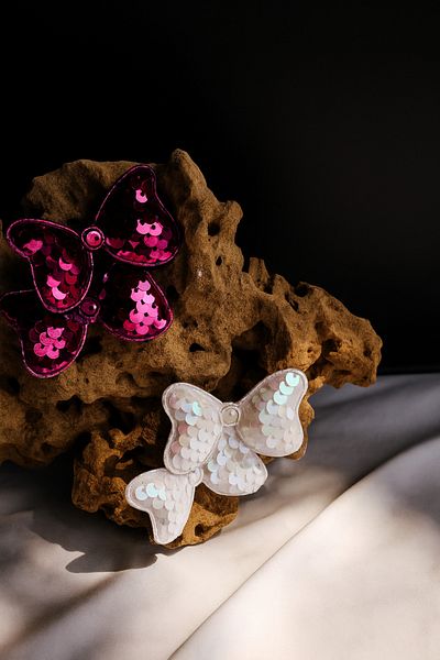 asya bijuteri Sequin Colorful Bow Buckle Set of 2 – Girl's Hair Clip 6X4 cm