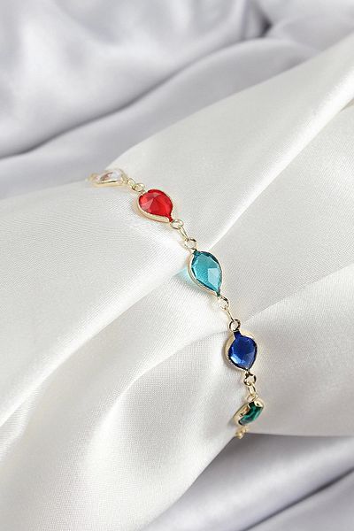 Skygo Brass Gold Color Mixed Color Drop Zircon Stone Women's Bracelet