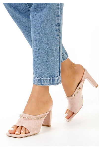 B T Shoes Meldora V2 pink chain slippers