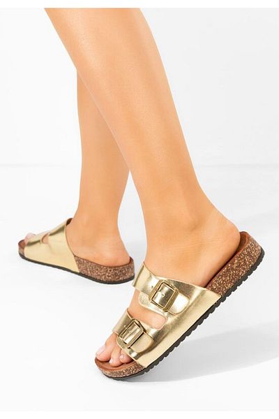 B T Shoes Papuci cu talpa groasa Janeti aurii