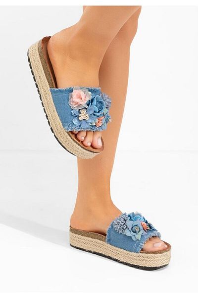 B T Shoes Papuci cu platformă Klarita albastri
