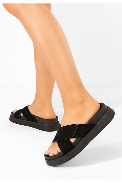 B T Shoes Cristela black flat slippers