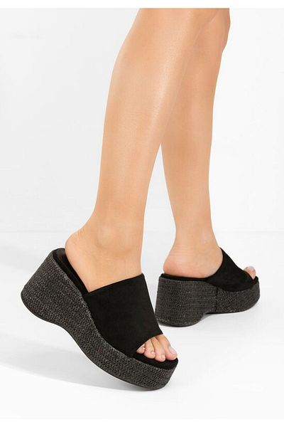 B T Shoes Missis black platform slippers