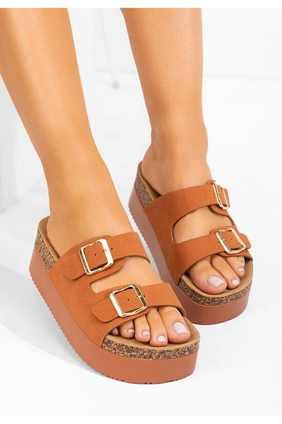 B T Shoes Edenia platform slippers camel