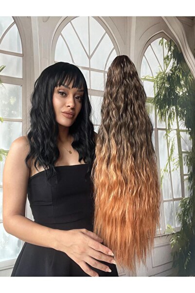 Suzan Peruk Gerçek saç dokusunda At kuyruğu Postiş Mandallı Tokalı Saç eklentisi