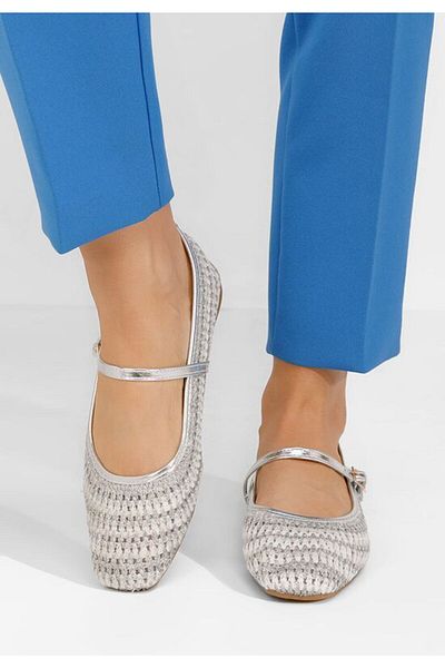 B T Shoes Maryln women's silver ballerinas