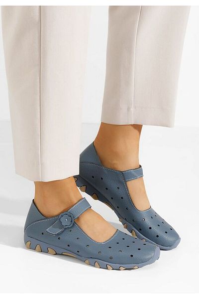 B T Shoes Balerini dama piele Flary albastri