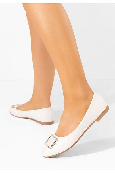 B T Shoes Women's white Harvey ballet flats