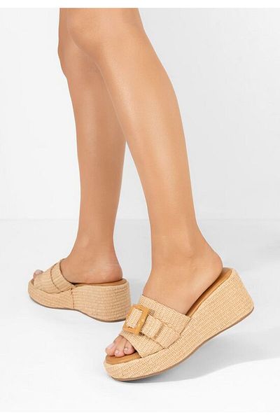 B T Shoes Papuci cu platformă Estefana bej