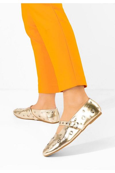 B T Shoes Frista women's gold ballerinas