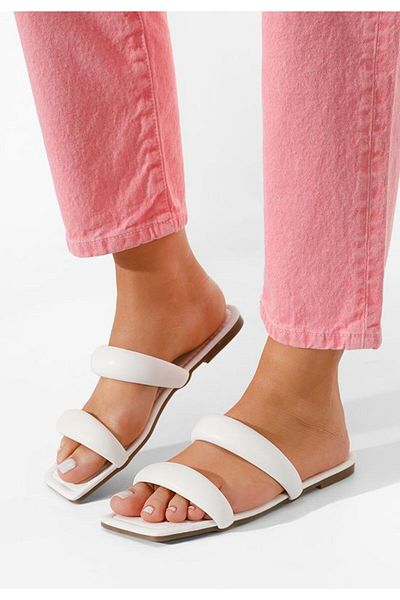 B T Shoes White Aymani flat slippers