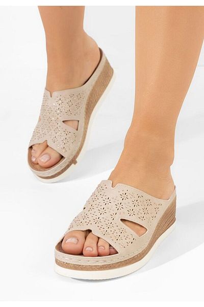 B T Shoes Beige Larue platform slippers