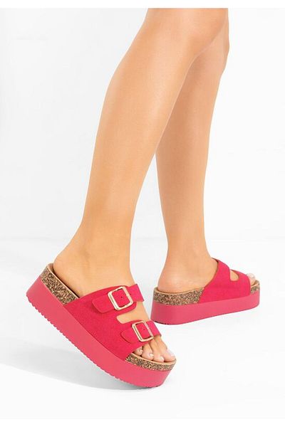 B T Shoes Edenia fuchsia platform slippers