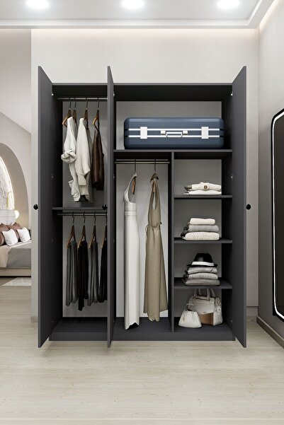 DEMİRBAL MOBİLYA MDF 3 KAPAKLI GARDIROP PORTMANTO ASKILI DOLAP