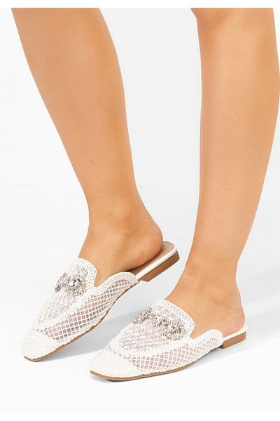 B T Shoes Jamila women's white clogs