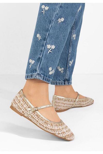 B T Shoes Maryln women's gold ballerinas