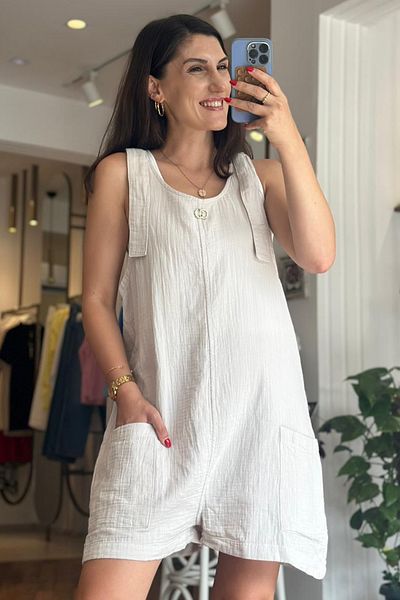 Unique Boutique Gray Muslin Fabric Jumpsuit