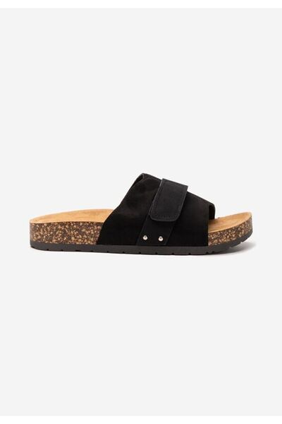 B T Shoes Black Miela thick-soled slippers