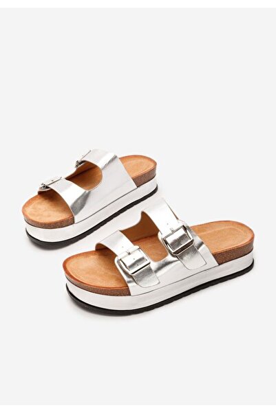 B T Shoes Papuci cu talpa inalta Ronna argintii