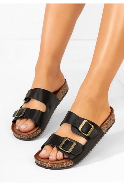 B T Shoes Black Janeti thick-soled slippers