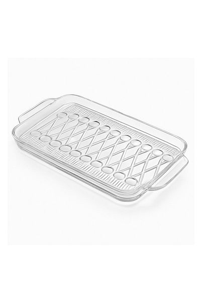 FAIR HOME Cross Straw Pattern Glass Tray – Presentation – Fruit Bowl – 33×20 cm