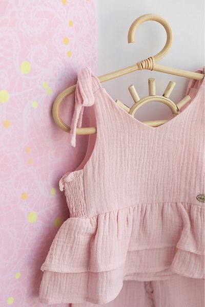 PİTABABY Girl's Powder Muslin Trousers Blouse Double Set