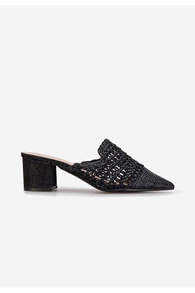 B T Shoes Divya black heeled slippers