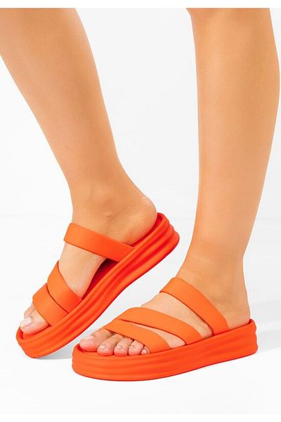 B T Shoes Porteo orange platform slippers