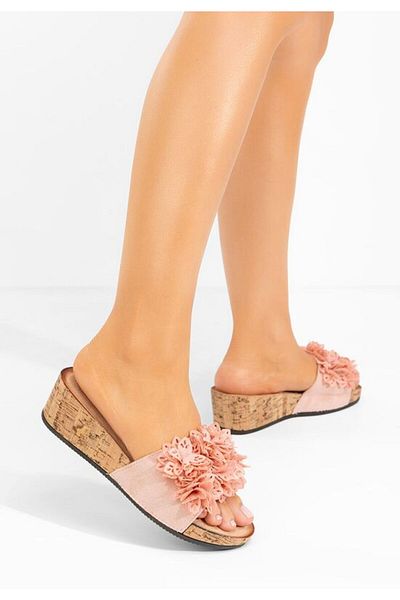 B T Shoes Floralia pink platform slippers