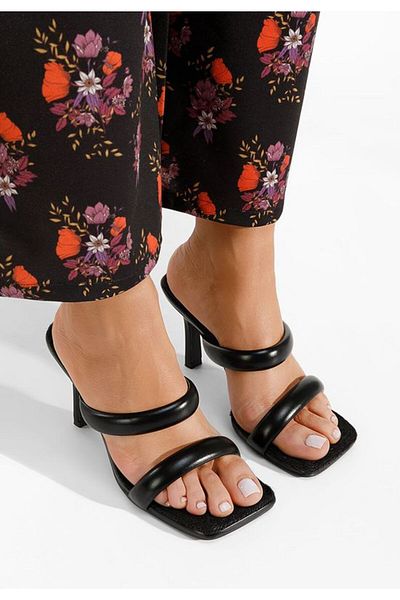 B T Shoes Zasha black heeled slippers